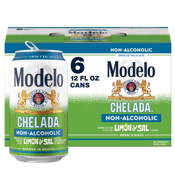 Modelo Chelada Limn Y Sal Non-Alcoholic Malt Beverage Mexican Import Brew, 6 pack 12 fl. oz. Cans, less than 0.5% ABV