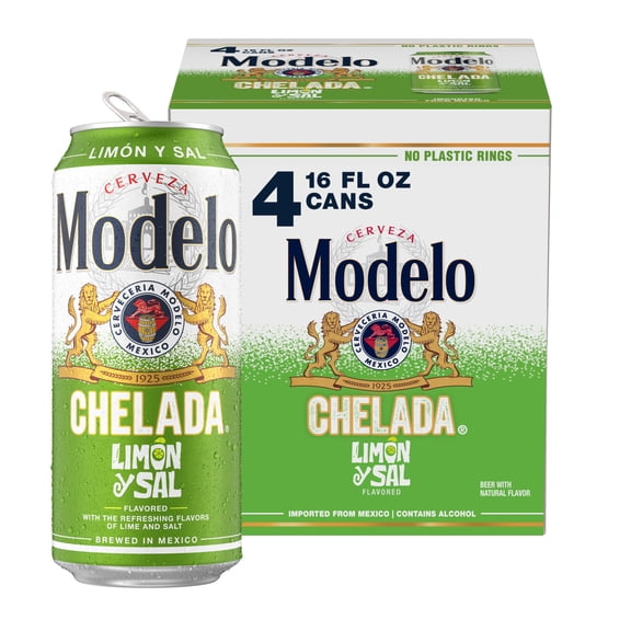Modelo Chelada Limn y Sal Mexican Import Flavored Beer, 4 Pack, 16 fl. oz. Cans, 3.5% ABV