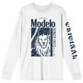 thumbnail image 1 of Modelo Composed Lion Art Crew Neck Long Sleeve White Adult Tee-XXL, 1 of 5