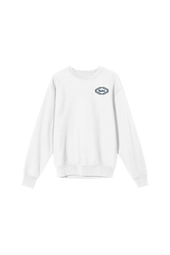 Modelo Diamond Frame Beer Logo Crew Neck Long Sleeve White Adult Sweatshirt-Small