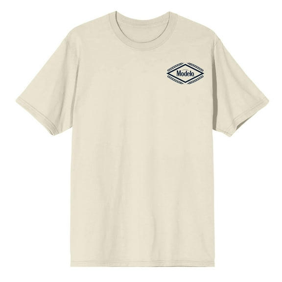 Modelo Diamond Frame & Brush Stroke Logos Crew Neck Short Sleeve Natural Men's T-shirt
-XXL