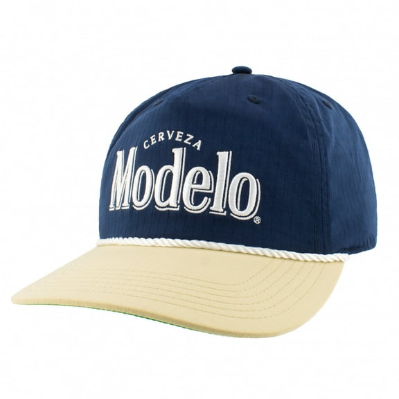 Modelo Embroidered Logo Tri Tone Snapback Hat with Rope