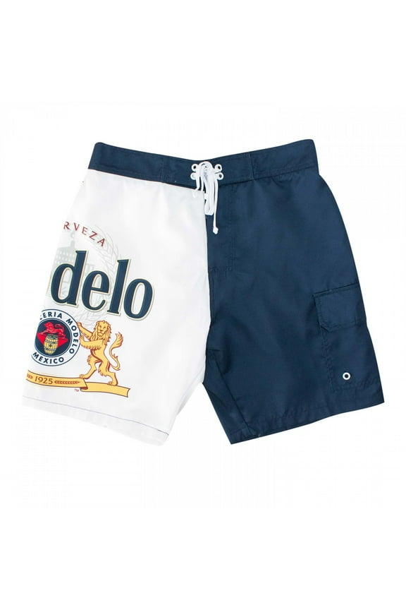 Blue and White Split Board Shorts-Large