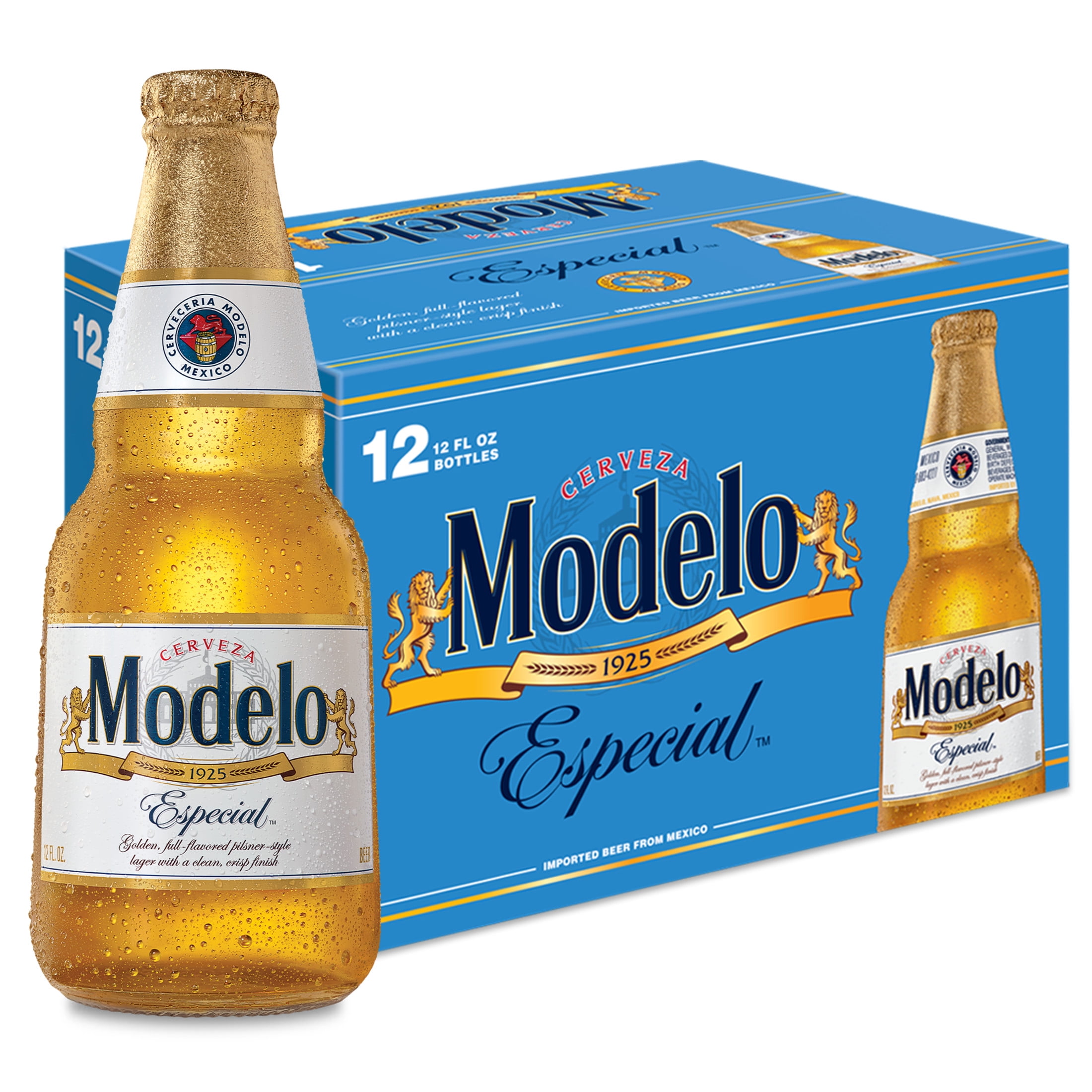 Modelo Especial Mexican Lager Import Beer, 12 Pack, 12 fl oz Glass ...