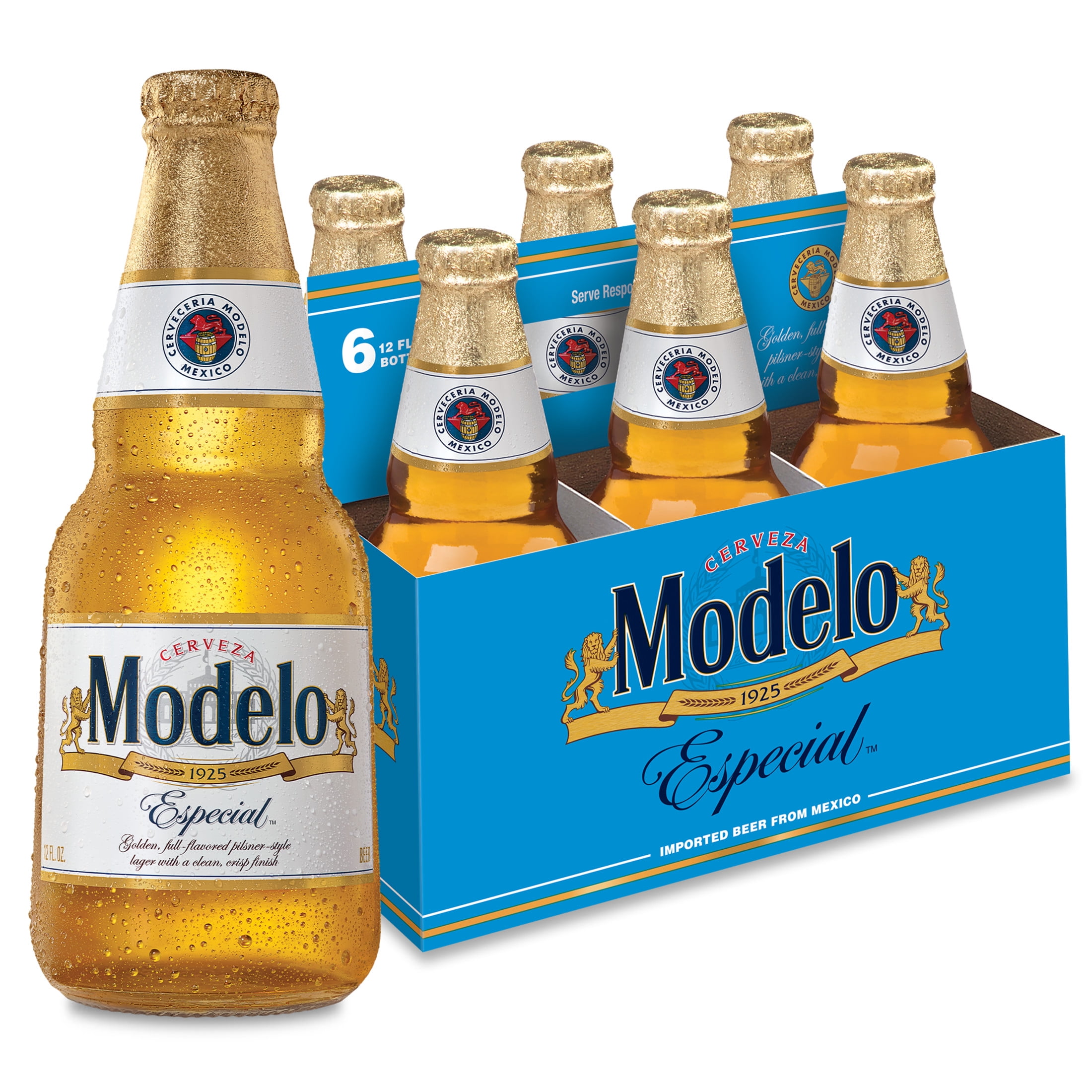 Modelo Especial Mexican Lager Import Beer, 6 Pack 12 fl oz Bottles 