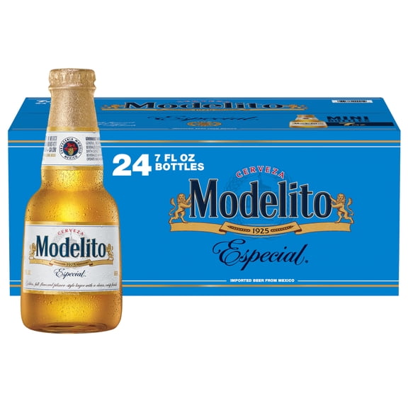 Modelo Especial Modelito Mexican Lager Import Beer, 24 pack, 7 fl oz Glass Mini Bottles, 4.4% ABV