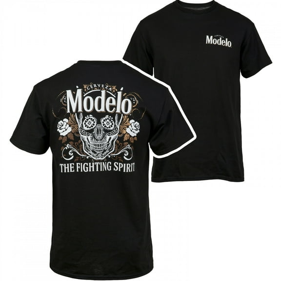Modelo Especial  Modelo Especial The Fighting Spirit Sugar Skull Front & Back T-Shirt, Black - Large