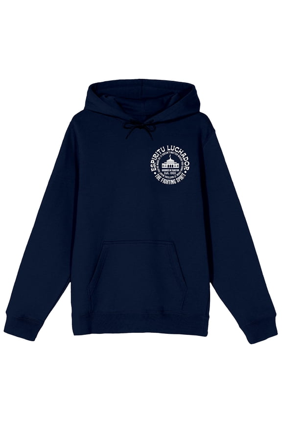 Modelo Espiritu Luchador Logo Men's Navy Blue Graphic Hoodie-XL