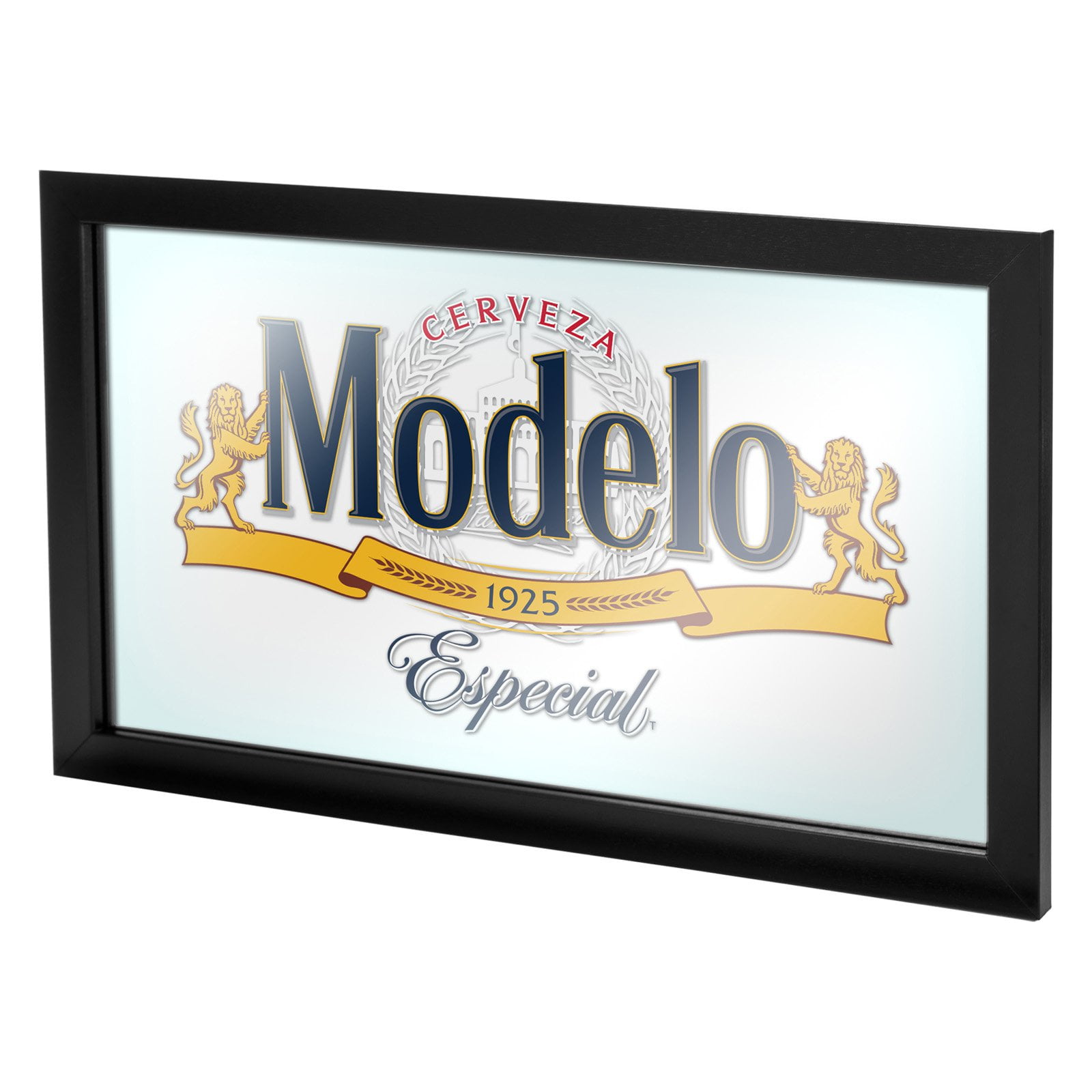 Classic Modelo Framed Logo Accent Mirror in Gold and Black