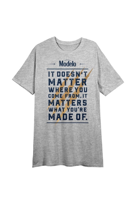 Modelo It's What You're Made Of Crew Neck Short Sleeve Gray Heather Women's Night Shirt-XL