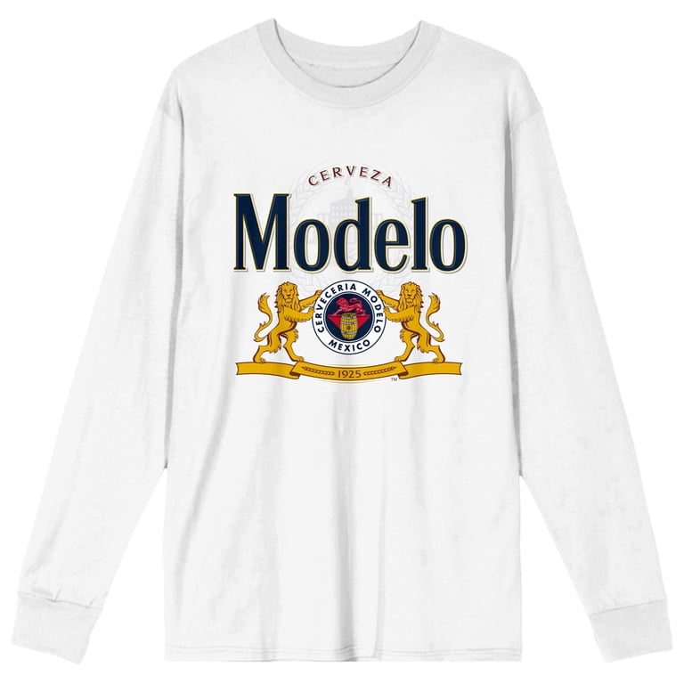 Modelo Logo Crew Neck Long Sleeve White Adult Tee-XXL - Walmart.com