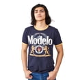 thumbnail image 1 of Modelo Logo Crew Neck Short Sleeve Blue Men's Ringer Tee-Large, 1 of 3