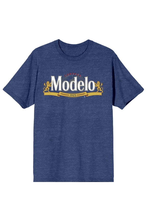 Modelo Logo Crew Neck Short Sleeve Navy Heather Unisex Adult T-shirt - Large