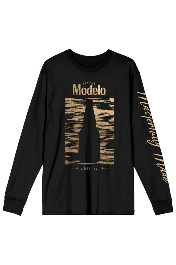 Modelo Masterfully Made Crew Neck Long Sleeve Black Adult Tee-Medium