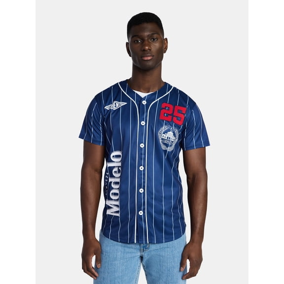 Modelo Men's & Big Men's Graphic Button Up Jersey, Sizes XS-5XL