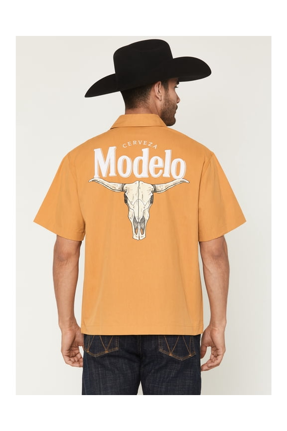 Men's Men'S Boot Barn Steerhead Short Sleeve Button-Down Shirt Mustard X-