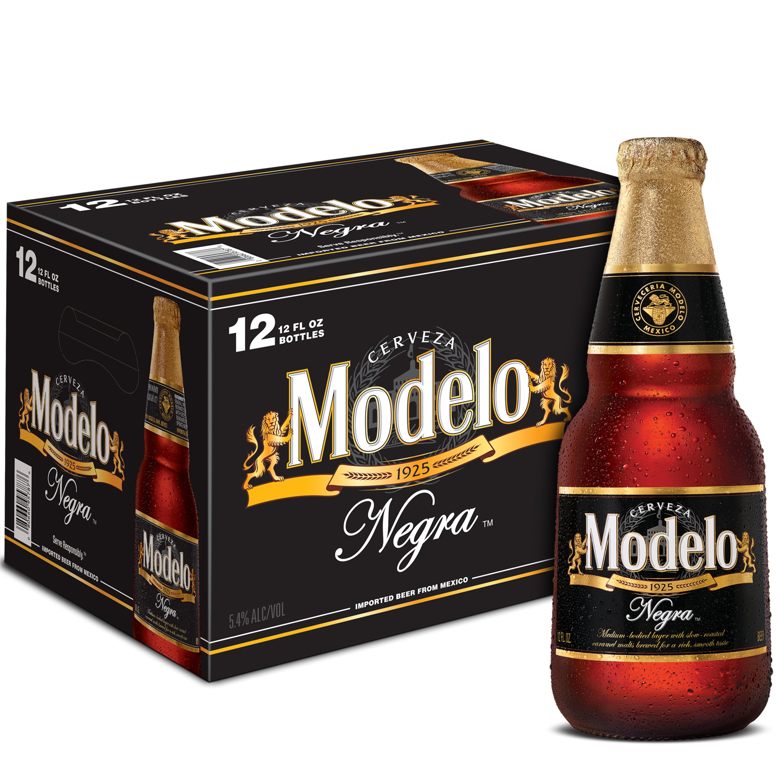 Modelo Negra Amber Lager Mexican Import Beer, 12 Pack, 12 fl oz Glass  Bottles, 5.4% ABV