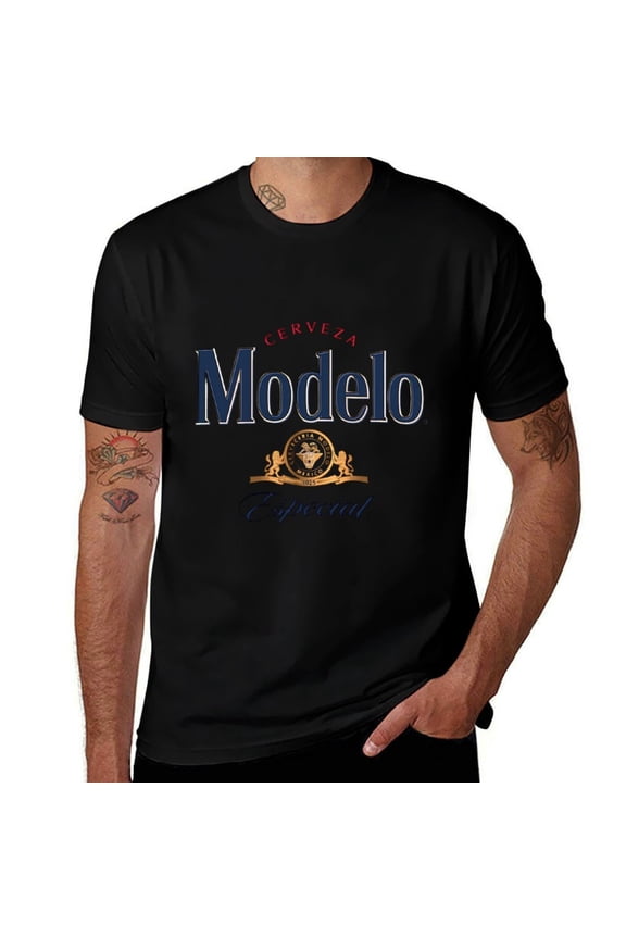 Modelo Print Mens T Shirts Cotton Short Sleeve T-Shirt Crew Neck Tees Casual Shirt