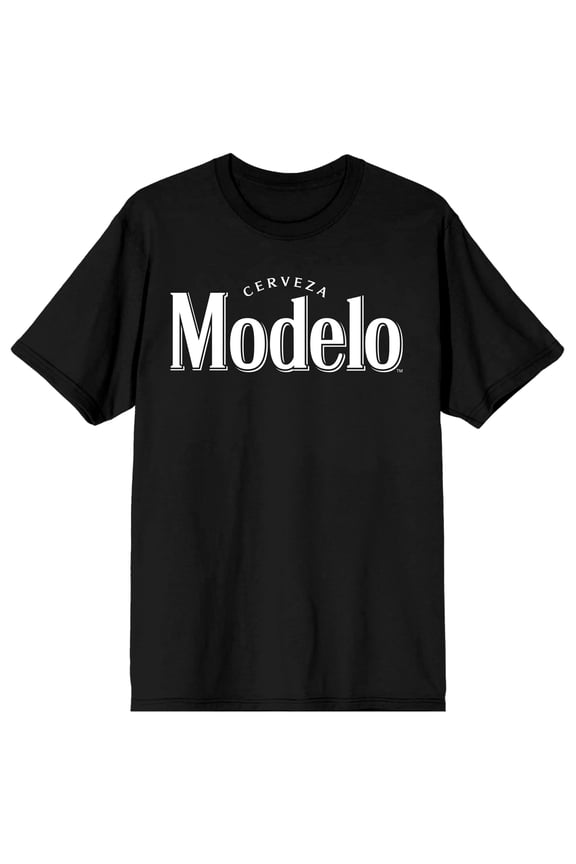 Modelo Single Color Logo Women's Black Short Sleeve Crew Neck Tee-Medium