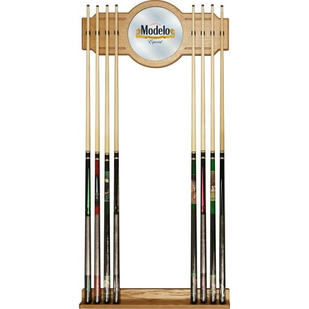 Modelo Stained Wood Cue Rack with Mirror