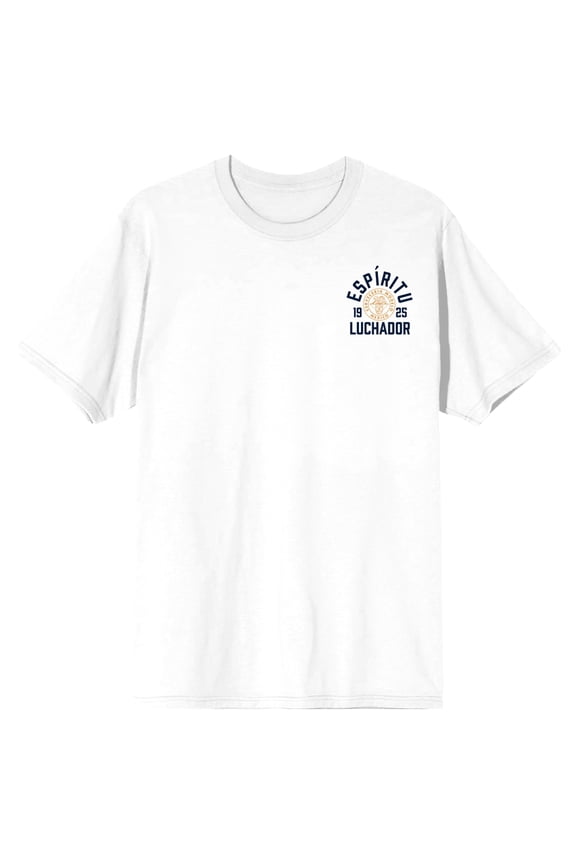 Modelo The Fighting Spirit Crew Neck Short Sleeve Men's White T-shirt-XS
