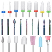 Modelones 24 Pcs Nail Drill Bit Set, 3/32” Ceramic Diamond Carbide Professional Nail Drill Bits, Acrylic Gel Nail Bit Kit, Cuticle Remover Bits for Acrylic Gel Dip Powder Nail Manicure Pedicure