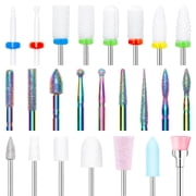 Modelones 24 Pcs Nail Drill Bit Set, 3/32” Ceramic Diamond Carbide Professional Nail Drill Bits, Acrylic Gel Nail Bit Kit, Cuticle Remover Bits for Acrylic Gel Dip Powder Nail Manicure Pedicure