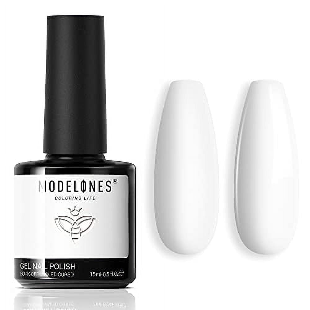 Modelones Gel Nail Polish, 1 Piece 0.5 Fluid Ounces Milky Pure White Color Gel Polish with Long-Wear Mirror Shine