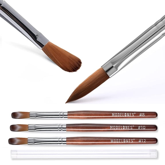 Round Model Designs NORIZF Nail Art Clean Up Brush, 2Pcs Round&Angled Nail Polish Clean Up ...