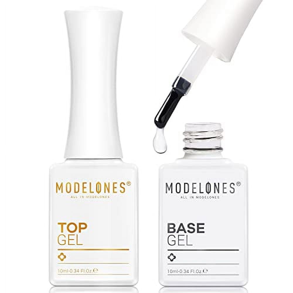 Modelones No Wipe Gel Top and Base Coat Set 2Pcs 10 ml, Clear Shine