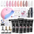 thumbnail image 1 of Modelones Poly Nail Gel Kit, 6 Colors Poly Extension Gel Clear Pink White with 48W Nail Lamp 3D Nail Charms Builder Slip Solution Complete Toe Nail Kit Supplies for Starter, 1 of 9