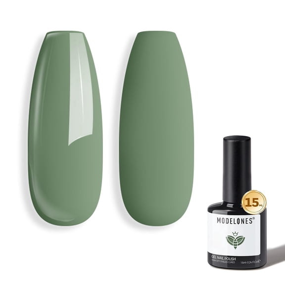 Modelones Sage Green Soak‑Off UV LED Gel Nail Polish, 0.5 fl oz, High Gloss Pastel Creme Gel for DIY Home Manicure & Salon Nail Art, Vegan Cruelty‑Free 11‑Free Formula