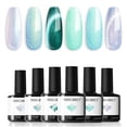 thumbnail image 1 of modelones Gel Nail Polish Set 6 Colors Green Cat Eye Gel Nail Polish White Glitter Light Mint Green Jade Mermaid Pastel Shimmer Polish Soak Off LED Spring Easter Nail Art Salon DIY Gift For Women, 1 of 8