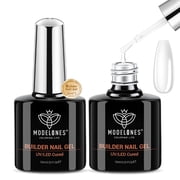 modelones Builder Nail Gel, 2 Pcs Clear Builder Nail Polish for Thickening Strengthener Apex Building Extension Rhinestone Glue Gel Polish in a Bottle for DIY Home Salon Gifts 10ml LED Lamp Cured