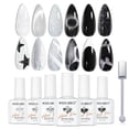 thumbnail image 1 of modelones Gel Nail Polish 6 Colors Black White Silver Gray Cat Eye Glitter Shimmer Magnetic Hema& TPO Free Gel Polish Kit Soak Off UV LED DIY Winter Nail Art Manicure Salon Home Gifts for Women Girls, 1 of 8