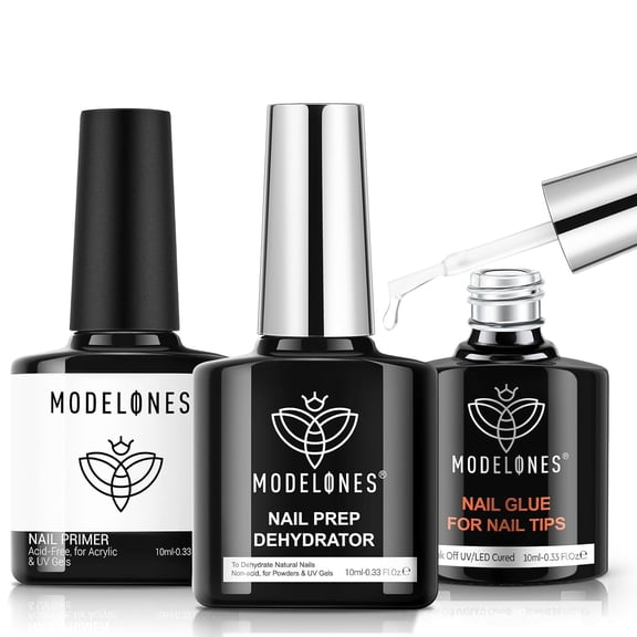 modelones 10-in-One Gel Nail Glue with Nail Dehydrator and Primer for Acrylic Nails Tips, Blooming Gel, /Adhesive Bond, Long Lasting Acrylic Nail Supplies