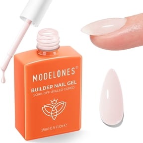 modelones Builder Nail Gel, Cover Nude Builder for Nails, Nude Pink Color Rubber Base Gel Polish U V/LED Cured for Natural Overlay, Apex Building, Short Extension, Self-Leveling Beginner DIY Home