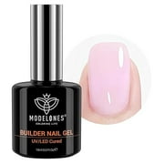 modelones Builder Nail Gel, 8-in-One Baby Pink Builder, Pastel Pink Rubber Base Gel Polish, LED Lamp Cured Color Base Hardener Apex Building Strengthener Extension for DIY Salon Girls Home
