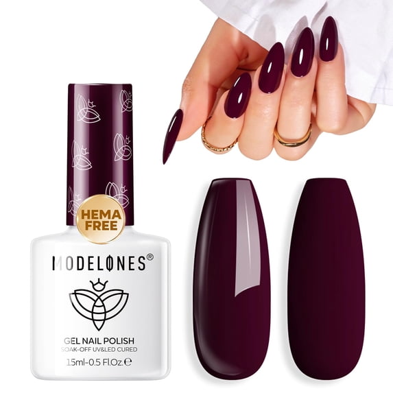 modelones Dark Purple Gel Nail Polish 15ML, Hema Free Pastel Soak-Off UV Gel Polish - 28+Days Long-Lasting Nail Art DIY Manicure Kit Home Salon Women Gifts