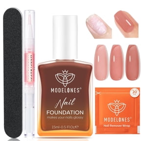 Modelones Nail Strengthener and Growth Kits, Sheer Rose Brown Nail Polish | Remover Pads Cuticle Oil Pen for Nail Hardener for Damaged Nails Manicure Kits 23 Pcs Toenails Repair Nail Care Kits Women
