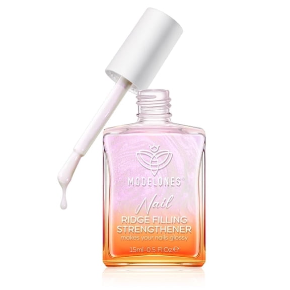 modelones Nail Strengthener Pearl Pink Nail Strengthener and Growth White Nail Polish for Thin Weak & Damaged Nail Repair for Damaged Nails Hardener 15ml