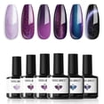 thumbnail image 1 of modelones Gel Nail Polish Set, 6 Colors 2026 Winter Purple-Red/Black/Blue Sparkle Chameleon Glitter Gel Polish Purple-Black Color Changing 9D Cat Eye Nail Polish With Magnet LED Nail Art DIY Gift, 1 of 8