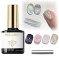 thumbnail image 1 of modelones Rainbow Cat Eye Gel Nail Polish Top Coat, 2-in-one 9D Glitter Clear Gel Polish with Magnet Stick Holographic Glossy Finish Long Lasting Soak Off Manicure Home Salon Nail Art 10 ML, 1 of 9