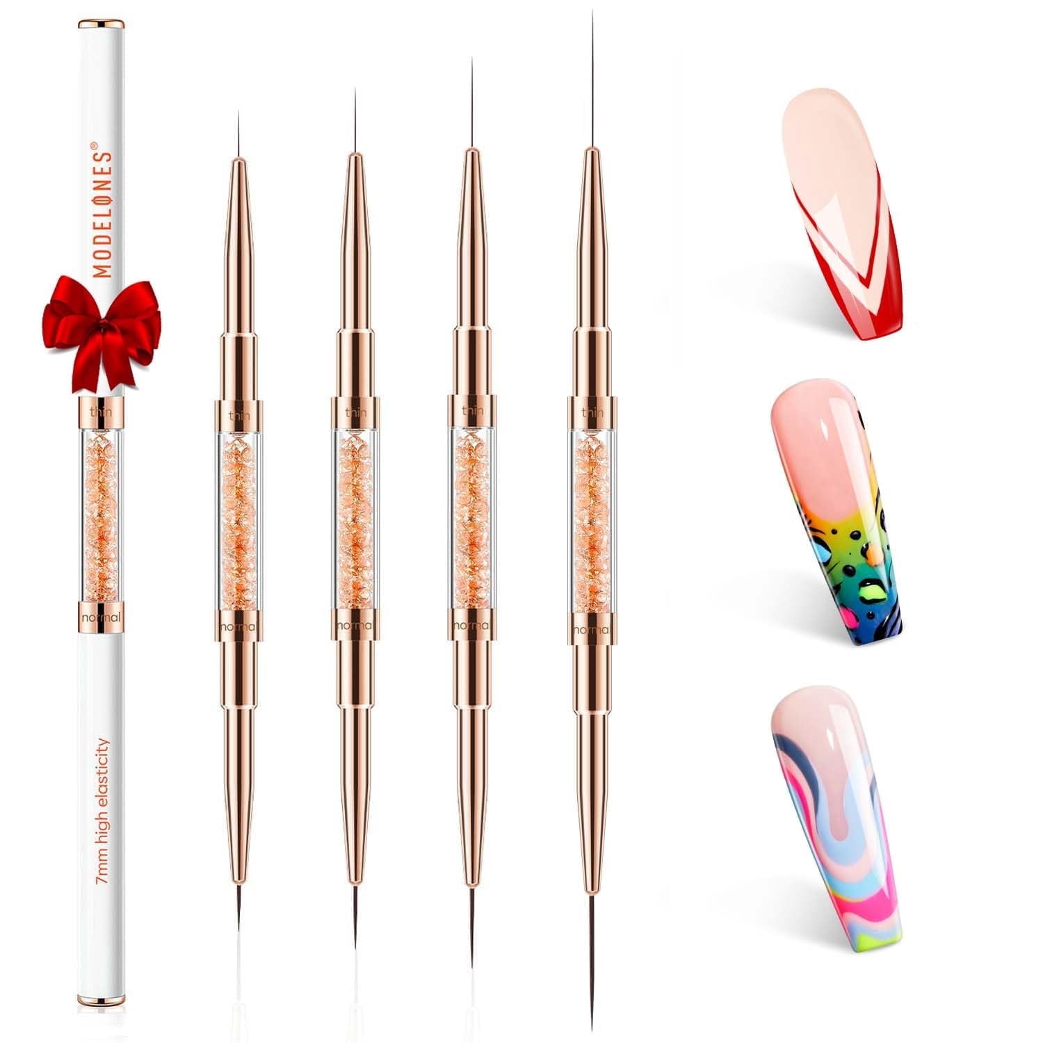 Modelones Nail Art Brushes, Super Fine Liner Brush Kit 7/11/15