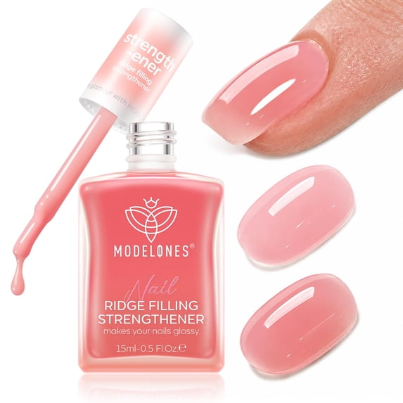modelones Nail Strengthener Growth, Blush Nude Pink Nail Hardener Air Dry