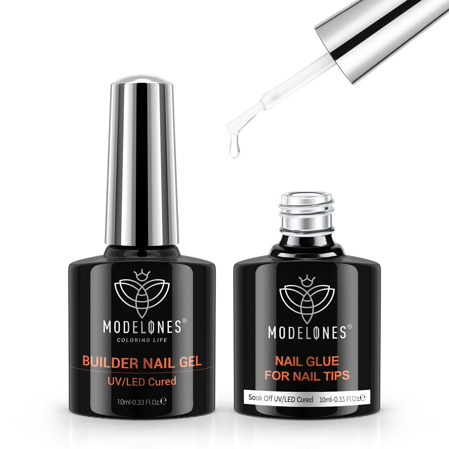 modelones 9 in One Nail Glue Builder Gel for Nails Set for Nail Thickening, Adhesive Bond for Nail Tips, Long Lasting Curing Needed