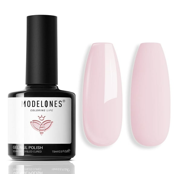 modelones Pink Gel Nail Polish, 15 ML Baby Pink Gel Polish Light Soft Pink Pastel Pink Nail Polish Soak Off Spring Nail Art Gel Design Manicure Salon DIY Home Gift for Women Girlfriend