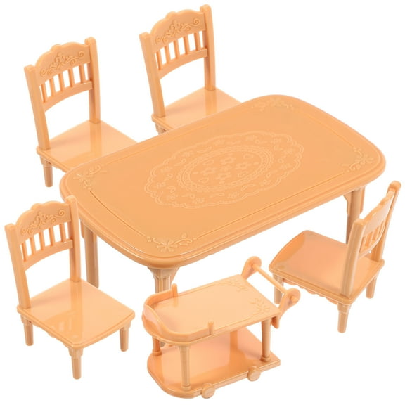 Models Furniture Doll House Toys Yard Decoration Plastic Mini Kitchen Dollhouse Table and Chairs Decorate