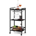 thumbnail image 1 of Moden Black Bar Cart with Wheels 3-Tier Bar Cart for Home Serving Cart for Home with Storage space and Small Bar Cart Suitable for Kitchen living room, 1 of 7