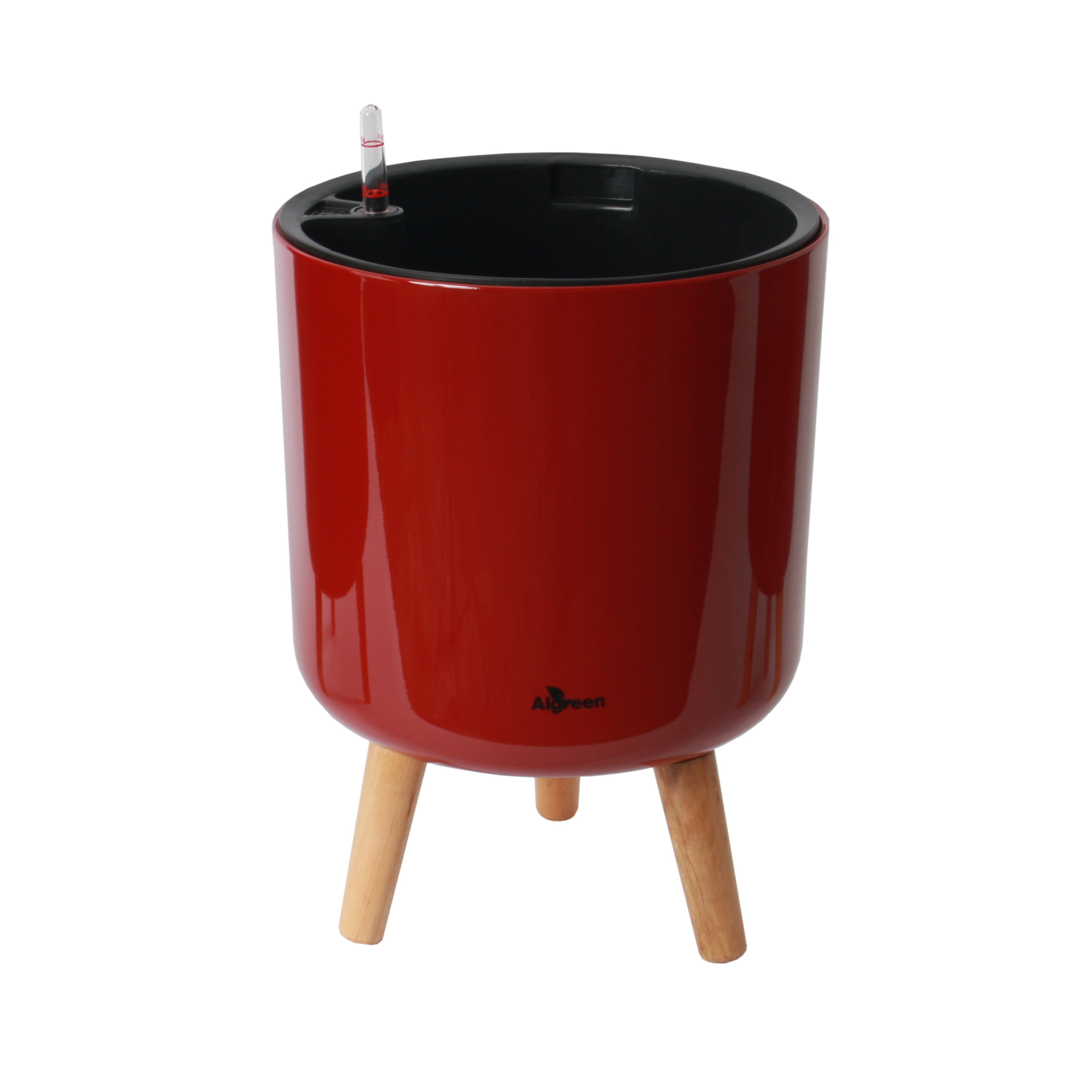 Algreen Modena 10.7" Self-Watering Planter with Stand, Gloss Red